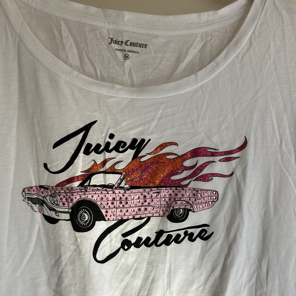 Juicy Couture White Graphic Women's Top size M NWT - Picture 2 of 6